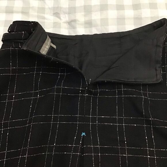 TRISTAN wool blend plaid collegiate pleated skirt black blue floral in small - Picture 5 of 15